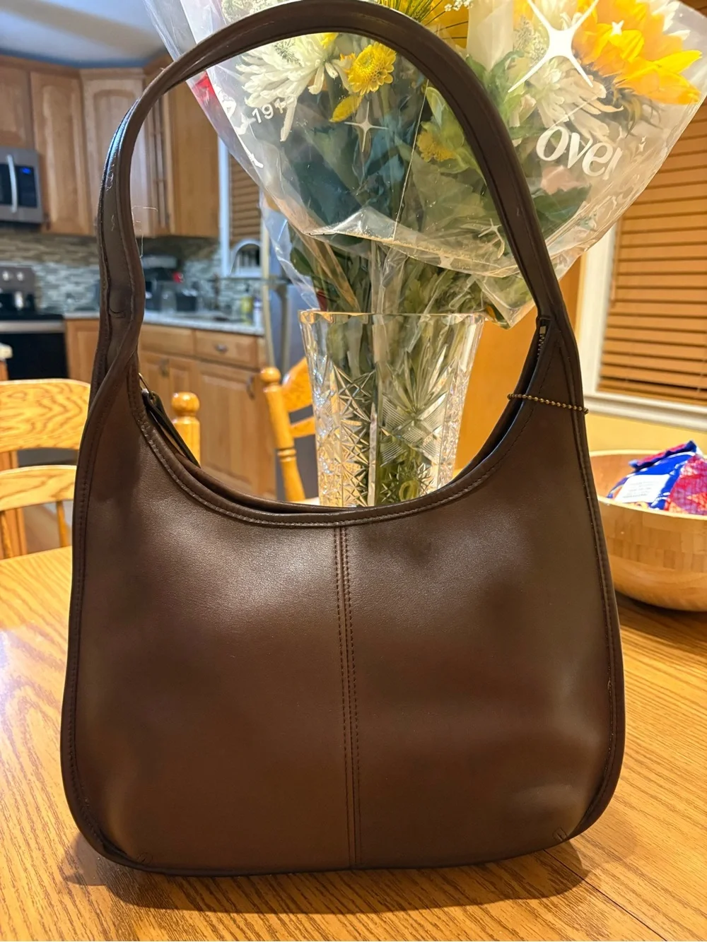 Vintage Coach Large Ergo 9025 Mahogany Brown Leather Shoulder Bag 1998